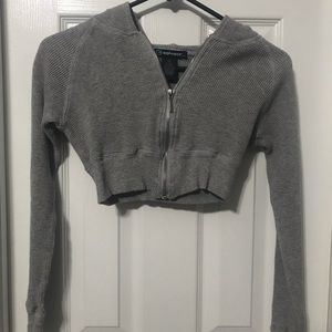 Light grey crop zip up hoodie